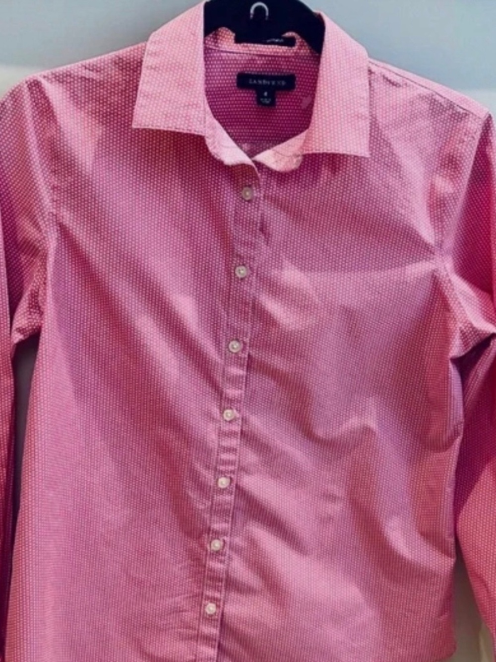 Land’s End No-Iron Supima Cotton EXCELLENT CONDITION Pink/White Women’s SZ 4